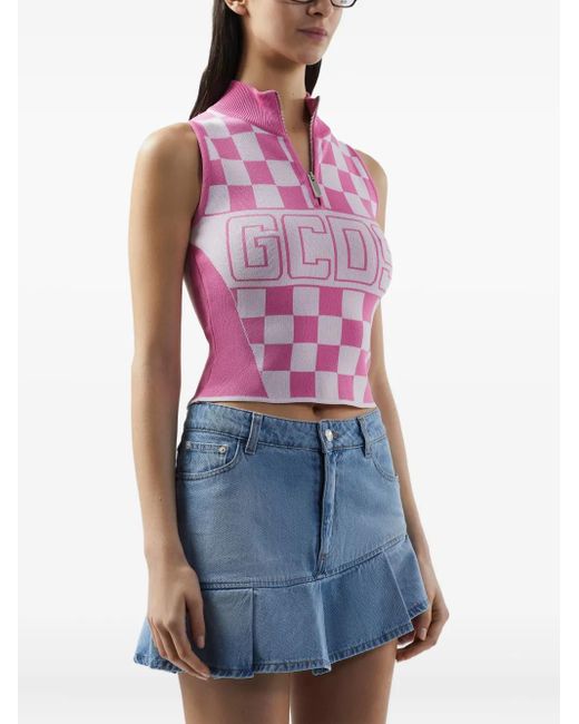 Gcds Pink Logo-Print Top