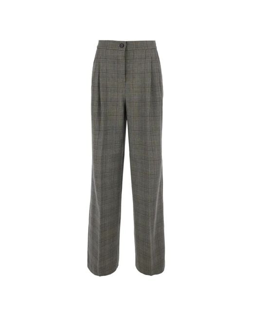 Pinko Gray Check Pleated Trousers