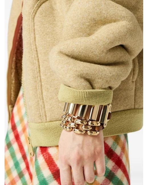 Miu Miu Leather-link Bracelet Natural