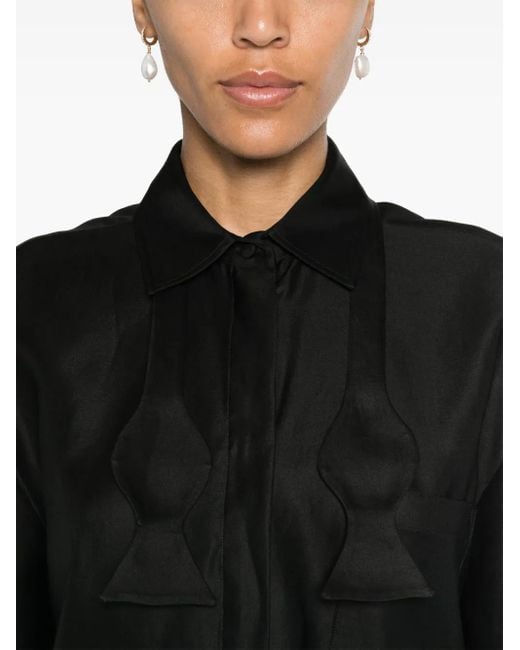Max Mara Black Bow-Detail Cotton Shirt