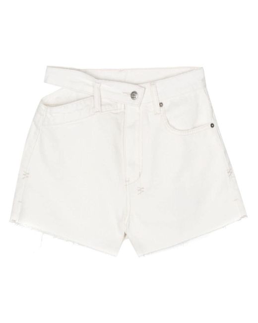 Ksubi White Cut-out-detail Denim Shorts