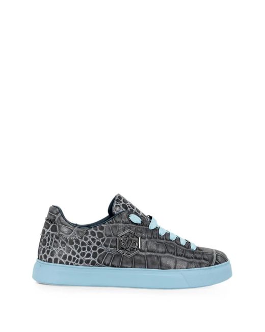 Philipp Plein Blue Low-Top Sneakers Cocco Hexagon