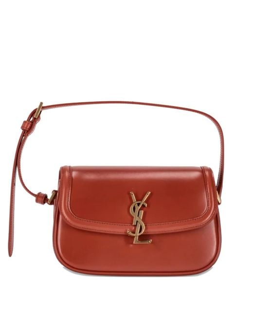 Saint Laurent レディース レッド Solferino レザーショルダーバッグ 