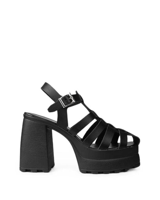 Altercore Black Amy Cage-Style Platform Sandals