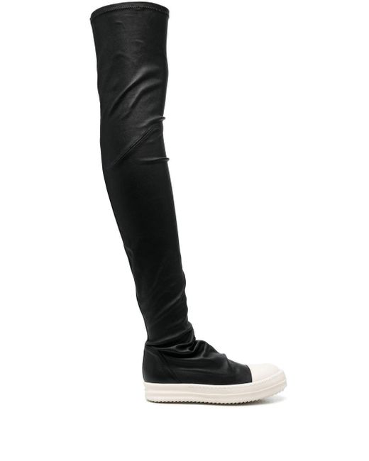 Rick Owens Leather Thigh-high Flatform Boots in Black | Lyst UK