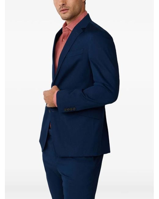 Hackett Blue Single-Breasted Notch-Lapel Blazer for men