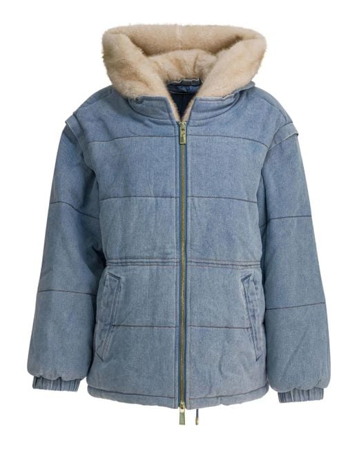 Max & Moi Blue Deva Hooded Down Jacket