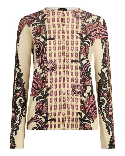 Etro Natural Paisley-Pattern Cardigan