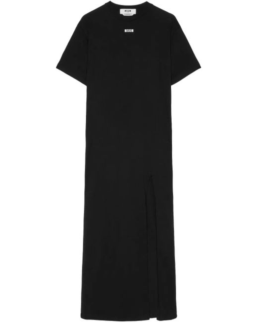 MSGM Black Logo-Print Maxi Dress