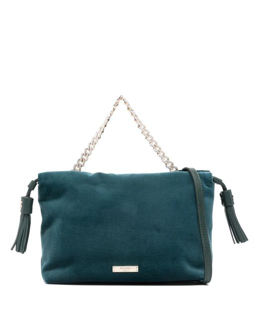 Aspinal Green Amelia Velvet Tote Bag