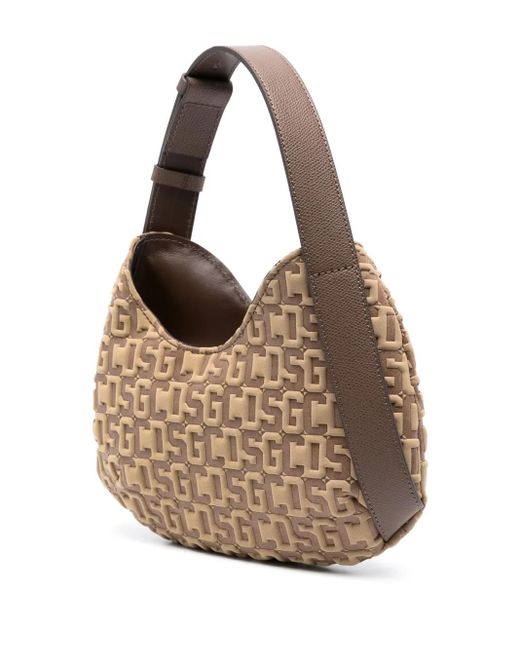 Gcds Brown Comma Monogram-Embossed Small Shoulder Bag