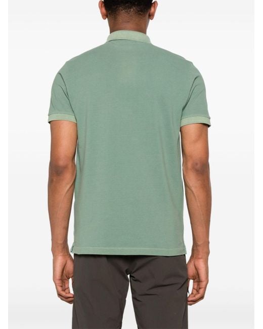 Stone Island Green Compass-motif Cotton Polo Shirt for men