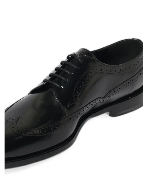 Manolo Blahnik Black Brogue-Pattern Oxford Shoes for men