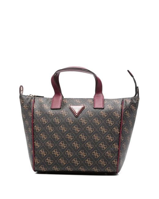 Guess Gray Follie Logo-Pattern Tote Bag