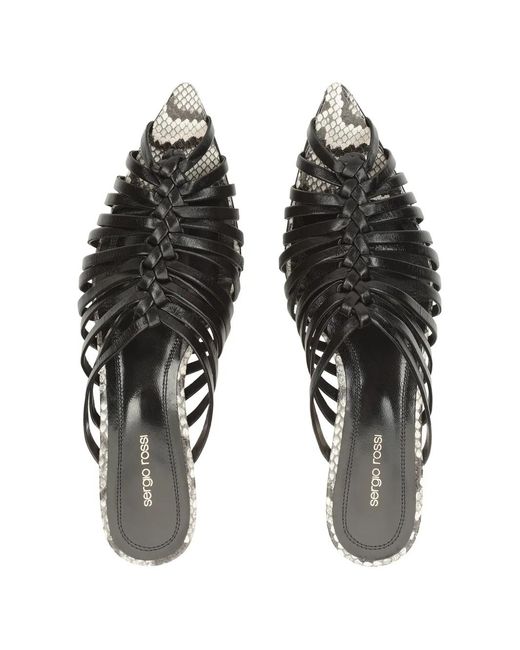 Sergio Rossi Black Wovenia Sandals