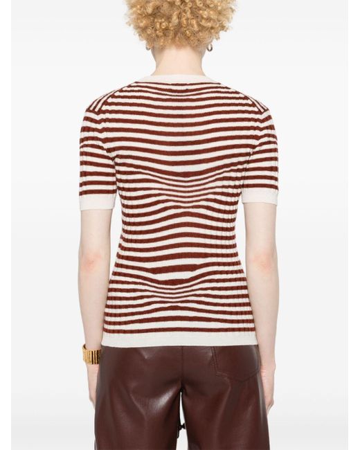 Etro Red Striped Ribbed Top