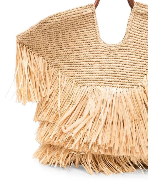 Zimmermann Natural Medium Goldentime Fringed Tote Bag