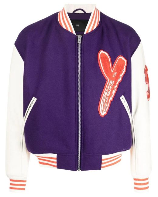Y-3 Purple Graphic-Print Bomber Jacket for men