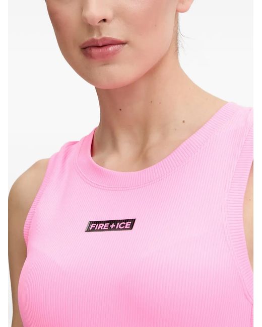 Bogner Fire + Ice Pink Manya Ribbed Logo-Patch Tank Top