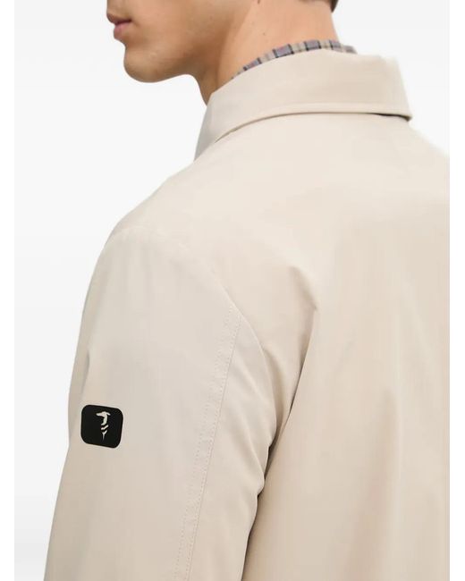 Trussardi Natural Logo-Patch Button-Up Coat for men