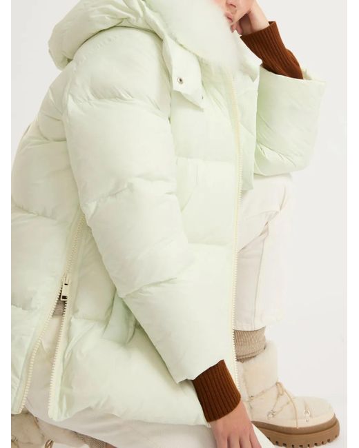 Yves Salomon White Shearling-Trimmed Down Jacket