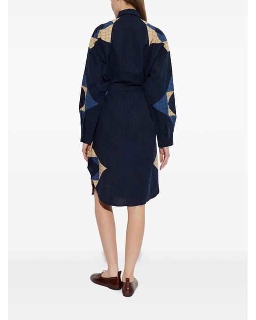 A.P.C. Blue Patchwork Midi Dress