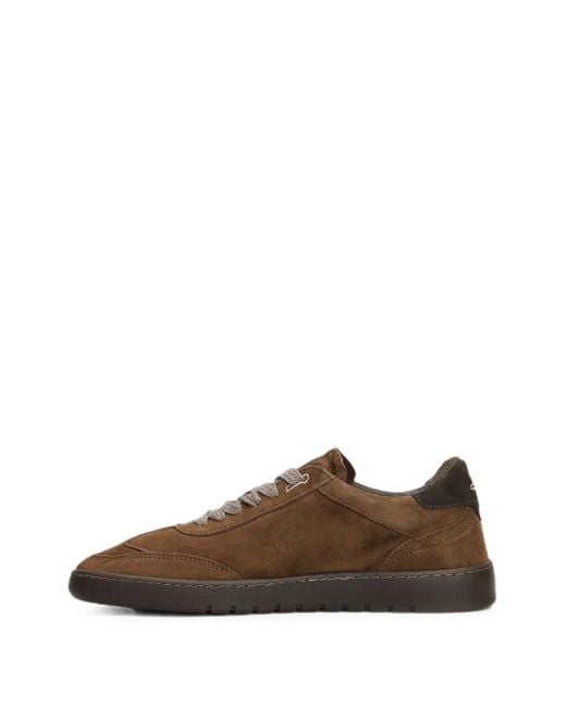 PIUMESTUDIO Brown Suede Lace-Up Sneakers for men