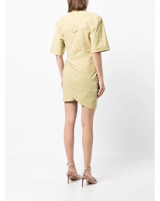 Jacquemus Yellow Gathered-Detail Shirt Dress