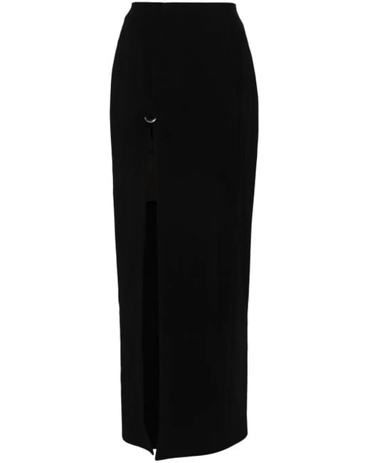 Mugler Black Side-Slit Maxi Skirt