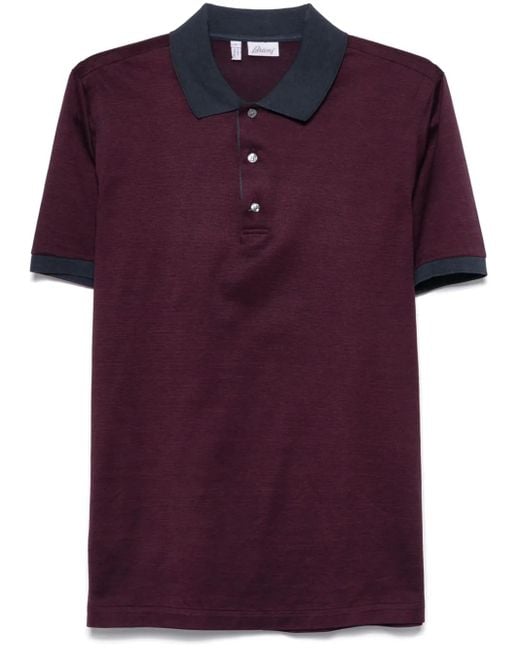 Polo Con Effetto Jacquard di Brioni in Purple da Uomo