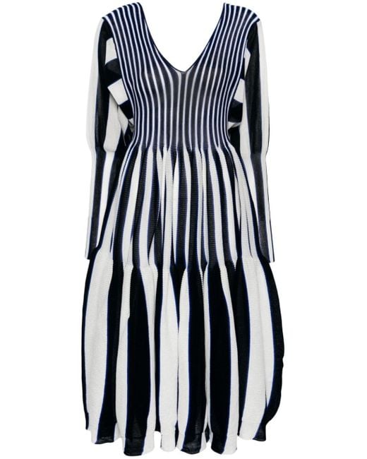 CFCL Blue Cascades Striped Tiered Dress