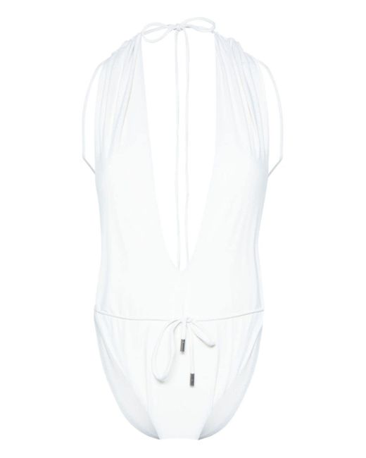 Saint Laurent White Badeanzug mit tiefem Rückenausschnitt