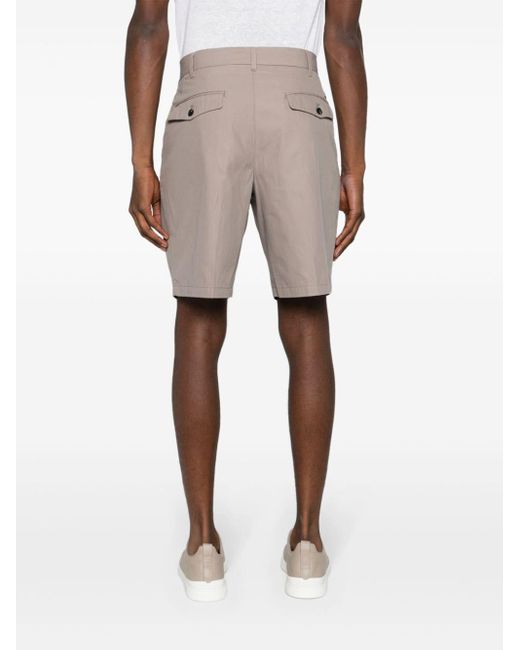 Emporio Armani Straight-leg Cotton Shorts in het Natural voor heren