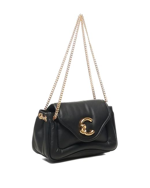 Coccinelle Black Logo-Plaque Chain Shoulder Bag