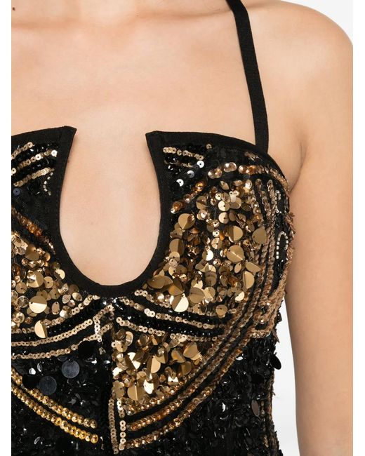 MITILIANE COUTURE White Sequin-Embellished Embroidered Dress