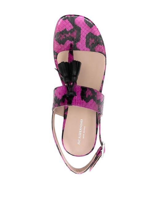 Scarosso Pink Emma Snakeskin-Effect Sandals