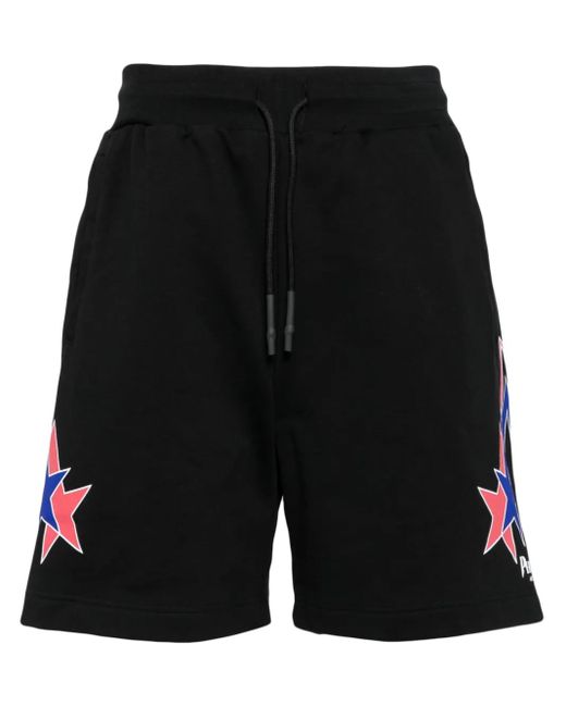 Phobia Black Starry Lightning Print Cotton Shorts for men