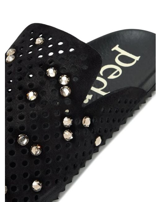 Pedro Garcia Black Perforierte Braidy Mules mit Kristallen