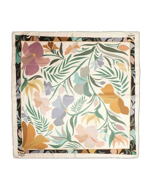 Lancel Metallic Reve De Fleurs-Print Square Scarf