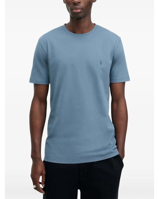 AllSaints Blue Brace Logo-Embroidered Round-Neck T-Shirt for men