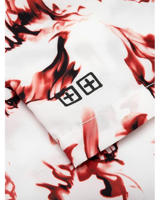 Ksubi Red Burnt Board-Print Drawstring Shorts for men