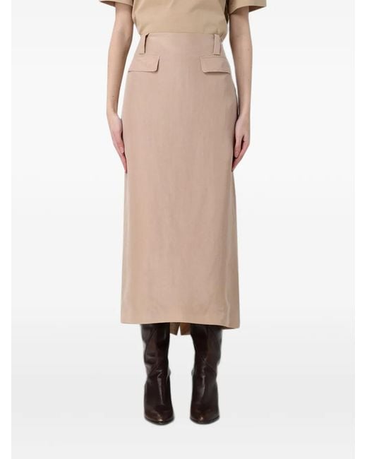 Fabiana Filippi Natural Belt-Loop Flap-Detail Midi Skirt