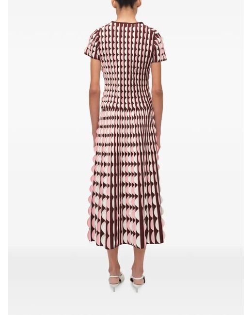 Jonathan Simkhai Red Kendra Scalloped Knit T-Shirt