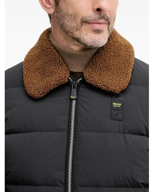 Blauer Black Reynold Teddy-Collar Padded Jacket for men