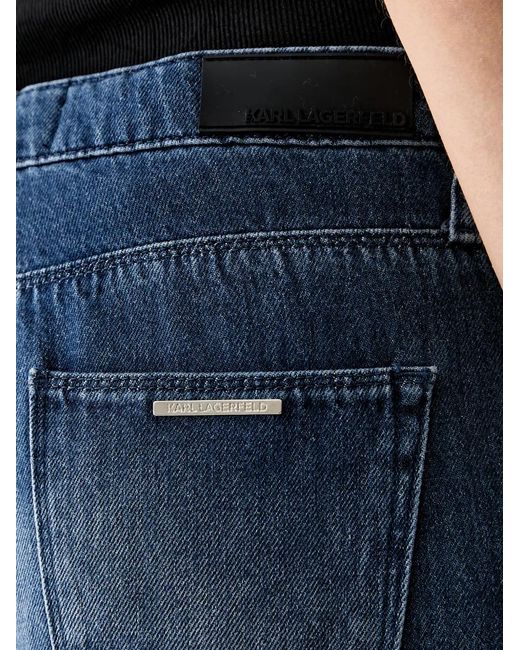 Karl Lagerfeld Blue Faded Wide-Leg Jeans