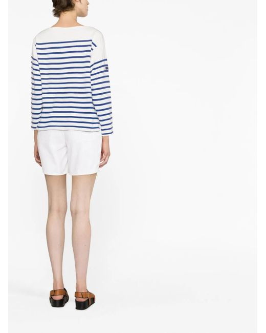 Maglietta a righe con scollo a barchetta di Polo Ralph Lauren in Blue