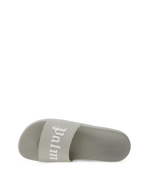 Palm Angels White Logo-Print Slippers for men