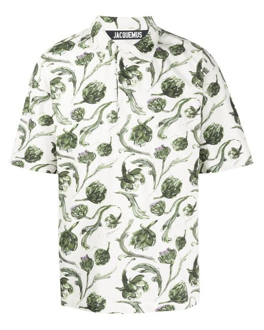 Jacquemus White Artichoke Print Shirt for men