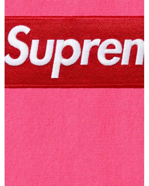 Supreme Pink Logo-Patch Hoodie for men