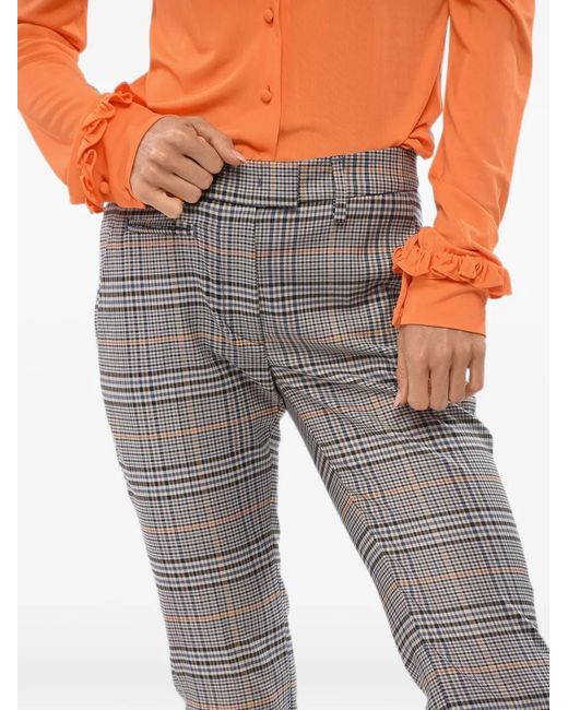 Dondup Gray Check-Pattern Trousers